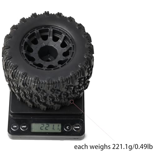 Preglued Larger RC 2.8" Monster Truck Tires and Wheels Mounted 12mm Hex for 1/10 Traxxas Stampede Rustler VXL 4x4 2WD Redcat Volcano EPX Pro-Upgrade 1/10 Scale RC Truck Tires Wheels MT Tyres - style: 2.8 RC truck tires 1/10