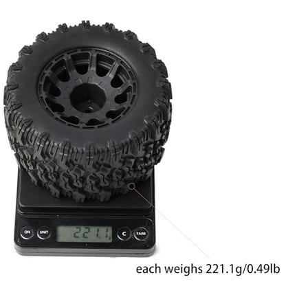 Preglued Larger RC 2.8" Monster Truck Tires and Wheels Mounted 12mm Hex for 1/10 Traxxas Stampede Rustler VXL 4x4 2WD Redcat Volcano EPX Pro-Upgrade 1/10 Scale RC Truck Tires Wheels MT Tyres - style: 2.8 RC truck tires 1/10