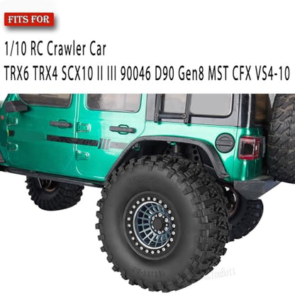 RC Aluminum 2.2" Beadlock Wheel Tires Set for 1/10 RC Crawler Car,TRX6 TRX4 SCX10 II III 90046 D90 Gen8 MST CFX VS4-10,RC Wheels 2.2 Beadlock Wheel Rims,(4PCS) Titanium - color: Titanium -(Rc Wheels Tires)