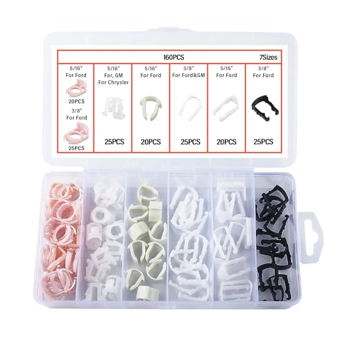 160PCS Car Fuel Line Clips,7 Size Nylon Fuel Line Repair Kit Replacement 3/8" & 5/16" FFuel Line Clamp,Durable Fuel Hose Retainer Clips Compatible with Ford GM Chrysler - color: 160pcs
