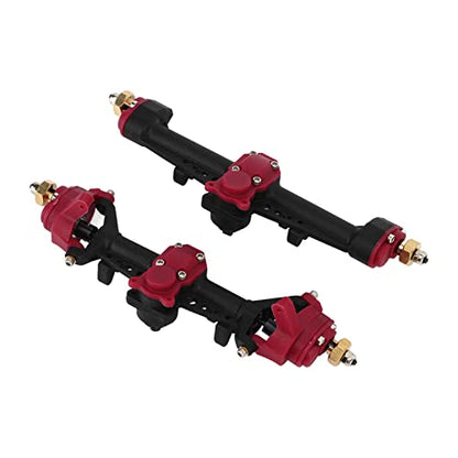 RC Car Front Rear Portal Axle Kit High Performance Plastic Housing Upgraded Heightened Axle Assembly Set for 1/24 Axial SCX24 Crawler Truck (Black Red) - color: Black Red