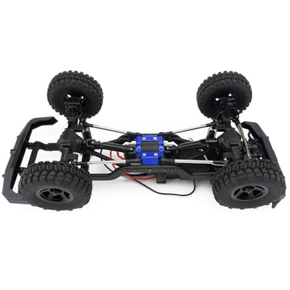 FCX18 Aluminum Center Frame Brace Transmission Skid Plate Mount | RC Car Gearbox Mount Compatible with FMS FCX18 LC80 1/18 RC Crawler Car Upgrades (Blue) - color: Blue