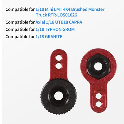 25T Servo Arm for ARRMA 1/18 Granite Grom/1/18 Typhon GROM/1/18 Mini LMT 4X4/1/18 UTB18 Capra Upgrade Parts (red) - color: Red