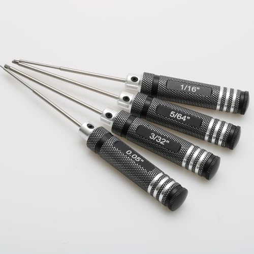 SAE Hex Key Screwdriver Set - 4-Piece Straight Handle Driver 0.05"/5/64"/1/16"/3/32" Hand Steel Allen Wrench Repair Tool for Hobby/RC/Drone/Model Aircraft Maintenance - color: 4pcs Kit