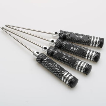 SAE Hex Key Screwdriver Set - 4-Piece Straight Handle Driver 0.05"/5/64"/1/16"/3/32" Hand Steel Allen Wrench Repair Tool for Hobby/RC/Drone/Model Aircraft Maintenance - color: 4pcs Kit