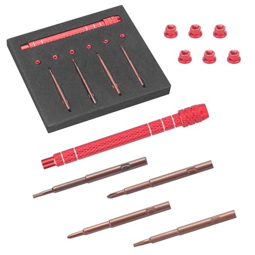 RC Screw Driver Set, daitoku RC Tool Kit Include PH1.5mm/2.0mm H1.3mm T4 Plum for AXIAL SCX30 Ford Bronco 4X4 SCX30 Jeep Wrangler JLU 4X4 (Red) - color: Red