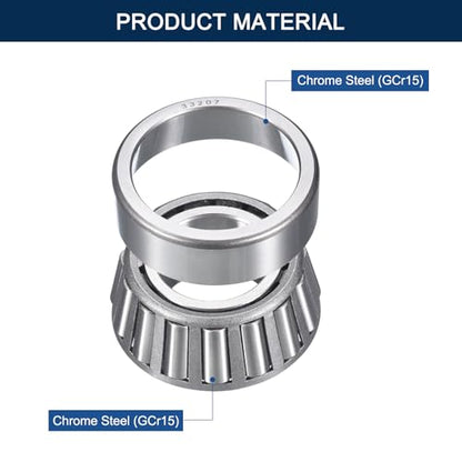 2 Pack 33207 Tapered Roller Bearing Cone and Cup Set | 35mm Bore 72mm OD 28mm Cup Width, Chrome Steel Taper Bearings Set, ABEC-3 - size: 33207