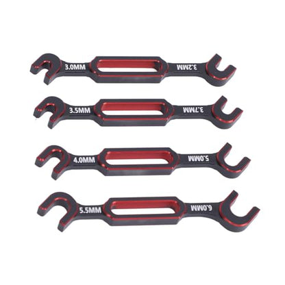RC Wrench RC 4PCS Wrench Set, Universal Repair Tool for Car, Drone & Boat - Includes 3.0mm to 6.0mm Turnbuckle Nut Remover - Durable Aluminum Construction - Purple (Red) - color: Red