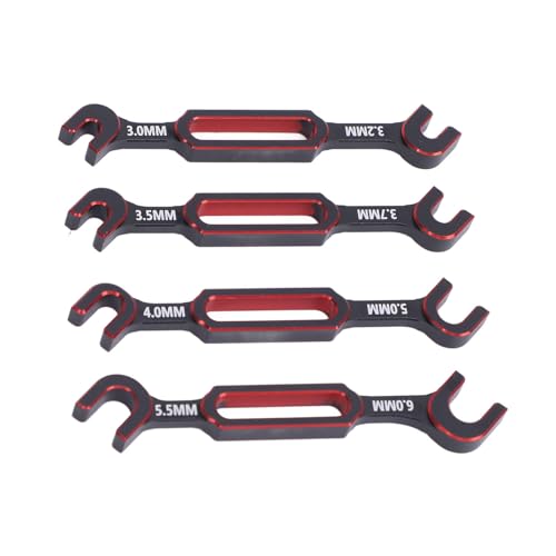 Matybobe RC Wrench Universal Repair Tool Turnbuckle Nut Ball Joint Remover 8PCS Aluminum Alloy for RC Car Boat Drone (Red) - color: Red