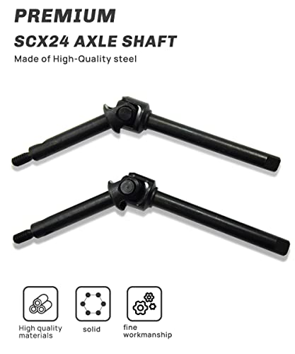 2Pcs Steel Front Axle Drive Shaft SCX24 CVD Set 1/24 Axial SCX24 (+4mm) | Extended 4mm,For C10/JLU/Bronco/Gladiator/Deadbolt RC Crawler Car,CNC Machined,High Strength,Non Destructive Installation - size: +4mm