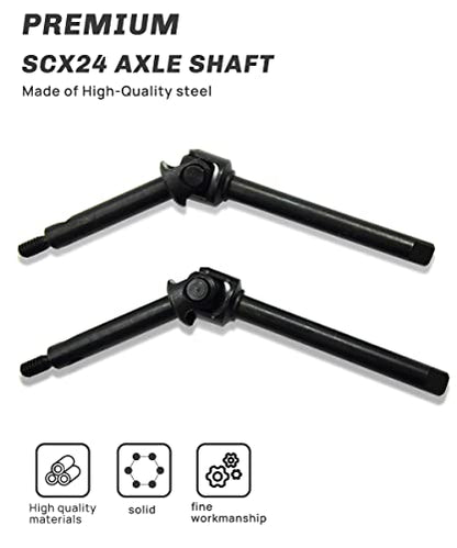 2Pcs Steel Front Axle Drive Shaft SCX24 CVD Set 1/24 Axial SCX24 (+4mm) | Extended 4mm,For C10/JLU/Bronco/Gladiator/Deadbolt RC Crawler Car,CNC Machined,High Strength,Non Destructive Installation - size: +4mm