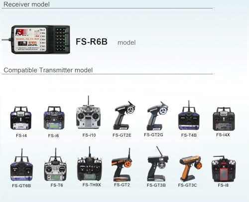 Flysky FS-R6B 2.4G 6 Channel Receiver 6CH for FS-i4 FS-i4X FS-i6 FS-i10 FS-GT2E FS-GT2G FS-T4B FS-GT6B FS-T6 FS-TH9X FS-CT6B FS-GT2 FS-GT3B FS-GT3C Transmitter