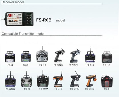 Flysky FS-R6B 2.4G 6 Channel Receiver 6CH for FS-i4 FS-i4X FS-i6 FS-i10 FS-GT2E FS-GT2G FS-T4B FS-GT6B FS-T6 FS-TH9X FS-CT6B FS-GT2 FS-GT3B FS-GT3C Transmitter