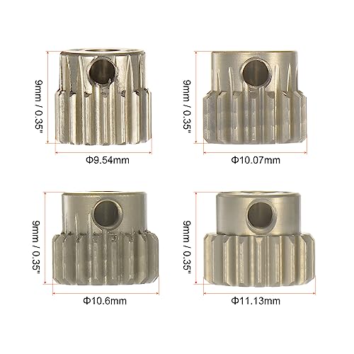 HARFINGTON 48P Hardened Pinion Motor Gear Set 4pcs 16T 17T 18T 19T Fit 1/8 inch RC Motor Shaft 48 Pitch 7075 Aluminum Gears for RC Car, with Hex Key - style: 16T 17T 18T 19T