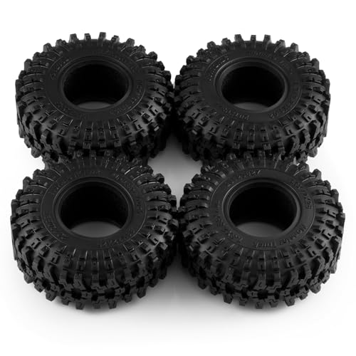 4PCS 1.3" Beadlock Tires with Foam Insert for 1/24 Axial SCX24 AX24 1/18 TRX4M RC Crawler Truck Car Upgrade Parts (F Style) - color: #F Style