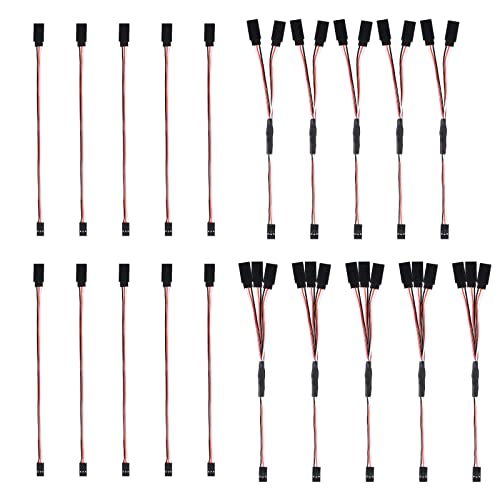 DIANN 20pcs RC Servo Extension Cable 3 Types Servo Y Harness Splitter 3 Pin Connector for RC JR Futaba RC Car Trucks Airplanes Helicopters