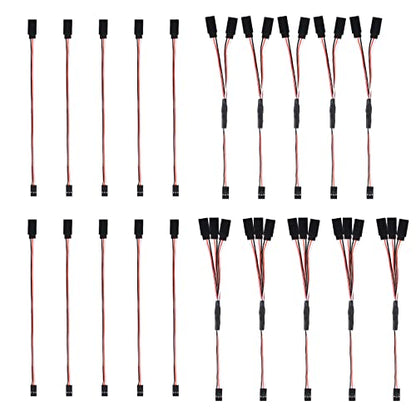 DIANN 20pcs RC Servo Extension Cable 3 Types Servo Y Harness Splitter 3 Pin Connector for RC JR Futaba RC Car Trucks Airplanes Helicopters