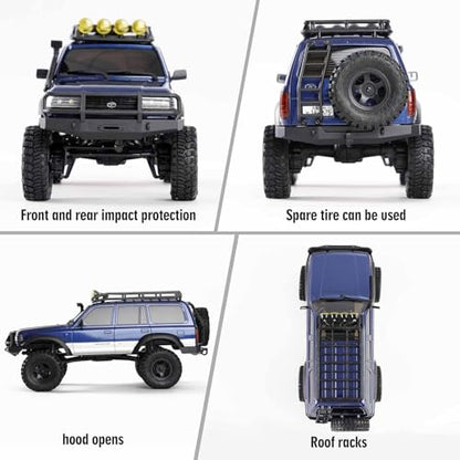 FCX18S FMS RC Crawler Toyota Cruiser 1/18 LC80 S Offroad Trucks 4X4 RC Rock Crawler with LED Lights for Adults (Blue) - color: Blue