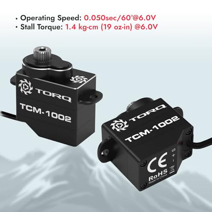 Helidirect TORQ 9g Mini-Z-Car Micro Programmable RC Servo - High Speed Titanium Gear Micro Digital Coreless Servo with Aluminium Case for 1/28 Scale RC Drift Car, Racing Cars Upgrade Parts (TCM-1002)