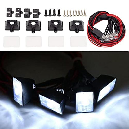 Enhance Your RC car with This Super Bright LED Roof Lamp Kit and Authentic, Perfect for AXAIL SCX10 TRX6 TRX4 90046 D90 110 1/10 RC Car. for Night Racing - 4 Lights - color: 4 Lights