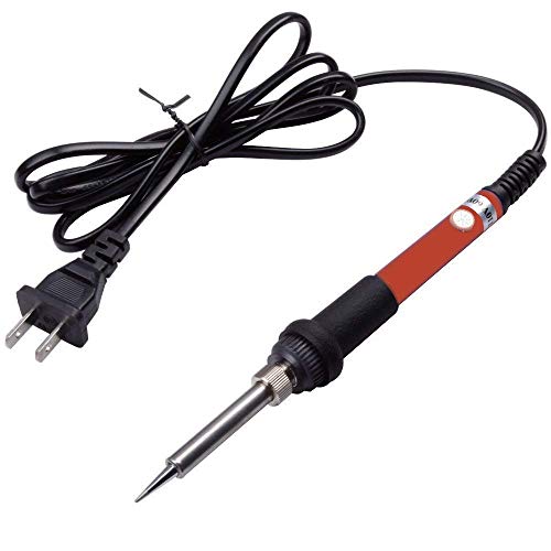 Electric Soldering Iron Kit 60W Adjustable Temperature Welding Soldering Iron with 5pcs Different Tips, 1 thread 1.0mm Dia. (Soldering Irons) - color: Orange