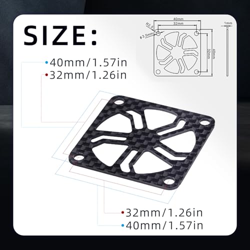 2Pcs RC Cooling Fan Cover, Carbon Fiber Electric Motor Cooling Fan Cover with Screw, Light Weight ESC Motor Heatsink Protector for RC Car Boat Truck Motor (30x30mm)