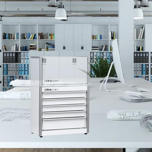 P.I.T. Mini Tool Box,Small Metal Toolbox Organizer with 5 Drawers,White | 8.6"W X 4.6"D Cute Size,Q235 Steel,Magnetic Locking Mechanism,PVC Drawer Liners - color: White, size: 5-Drawer