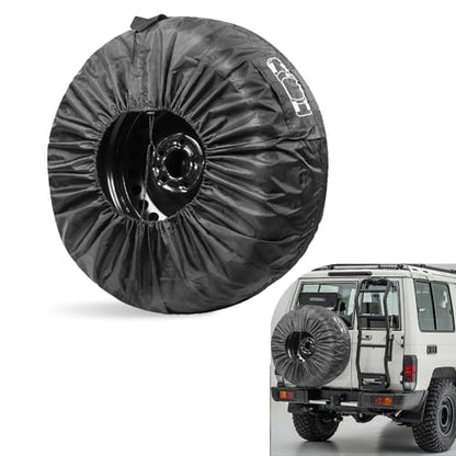 Car Spare Tire Cover, 190T Taffeta Sun and Water Proof Storage Bag with Comfortable Handle, Foldable Tension Adjustment Protective Cover with Buckle, Universal for 13" - 18" Tire (Black) - color: Black #Small