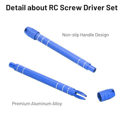 RC Screw Driver Set, daitoku RC Tool Kit Include PH1.5mm/2.0mm H1.3mm T4 Plum for AXIAL SCX30 Ford Bronco 4X4 SCX30 Jeep Wrangler JLU 4X4 (Blue) - color: Blue