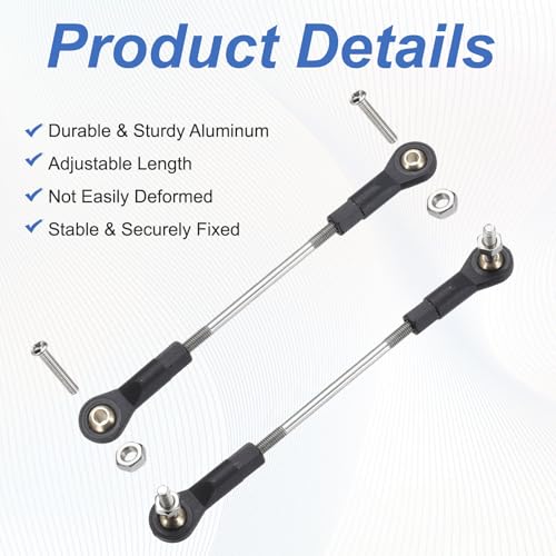 MECCANIXITY 4Pcs Adjustable Turnbuckles Camber Link, 79-89mm Turnbuckle Rod Steering Servo Linkage with M3 Ball Head Rod Ends for RC Car Replace Parts - size: 79-89mm