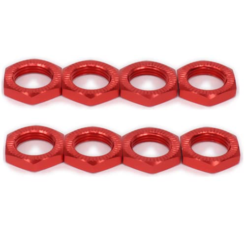 Aluminum RC Wheel Nuts 17mm Thread 1.0mm for RC ARRMA HSP AXIAL FS HIMOTO Redcat Upgraded Hop-Up Parts 8pcs/Set (Red) - color: red