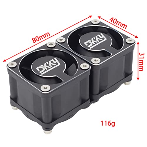 DKKY RC Motor Cooling Fan Heatsink 2Pcs DIY Kit for TRX4 ARRMA Axial 1/10 1/8 1/5 RC Model Car Upgrade Parts (Black) - style: Black