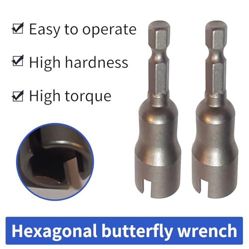 2 pcs Wing Nut Driver Set,Butterfly Hole Socket Wrench For Screws Eye And Panel 1/4” Hex Shank Wing Nuts Driver (Silvery)