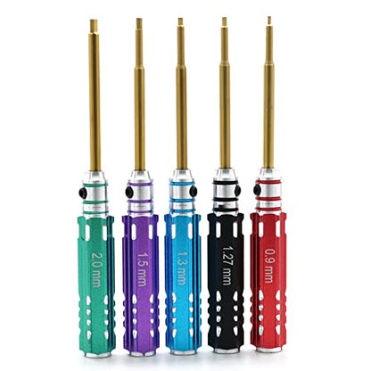 Mini 5pcs Screwdriver Set 0.9mm 1.27mm 1.3mm 1.5mm 2.0mm Multi Hex Driver Hexagon Screwdriver Wrench Tool Kit for Multi-Axis FPV Drone RC Car Quad Helis Repair