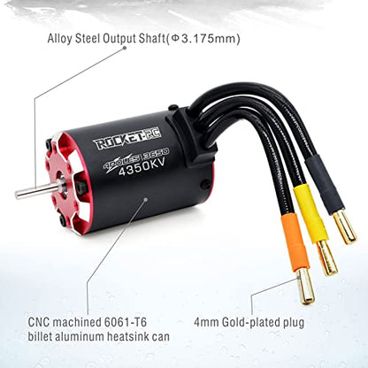 Surpass Hobby 3650 Brushless Motor, 4350kv Shaft 3.175mm Supersonic Motor for 1/10 Scale Car - size: 4350kv