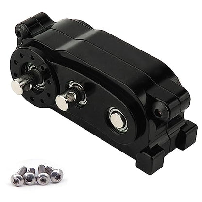 All Metal Front Planetary Motor Transmission Prefixal Gearbox Transfer Case with Hardened Steel Drive Shaft for 1/10 RC Crawler Car Axial SCX10 & SCX10 II 90046 Upgrade Parts (Black) - color: Black