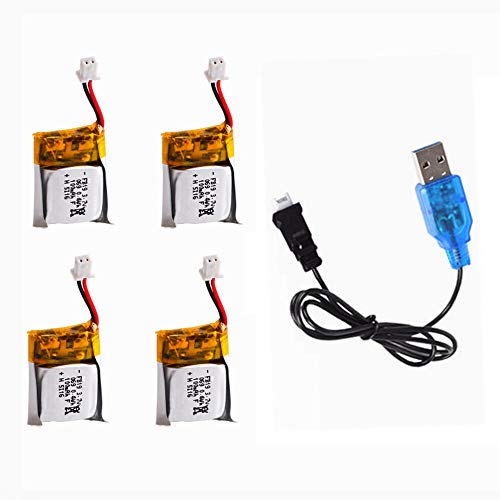 Cecicebb 3.7V 100mAh 20C Lipo Battery for WLtoys V272,Cheerson CX-10 Mini Quadcopter Estes Proto X, Syncro X, Hubsan Q4 Nano Quadcopter 4 Pack with USB Charger1