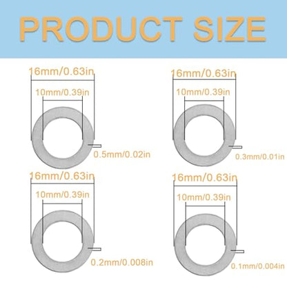 48 Pcs M10x16mm 304 Stainless Steel Shim Washers, Precision Thin Spacers | 0.1, 0.2, 0.3 and 0.5mm, 12 pcs each, flat spacer washers for M10 bolts, electronics assembly and mechanical repair - size: M10X16