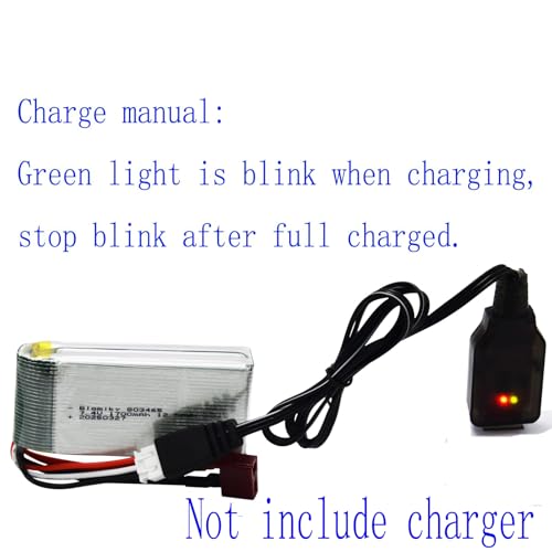 Blomiky 2 Pack 7.4V 1600mAh 12.58Wh 30C Lipo Battery with T Plug and USB Cables for 1:10 Scale 200E 9200 9200E 9205E 9206E RC Trucks
