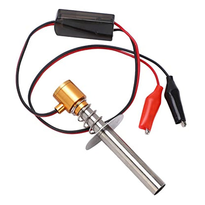6-12V RC Car Igniter Kit with N4 Hot Glow Plug Gasket, RC Glow Plug Igniter for Methanol Engine, Electronic Glow Plug Starter for Aircraft Car Model, Compatible with HSP and Othe (Golden) - color: Golden