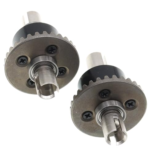 2PCS Metal Front and Rear Differential Gear Diff Gear Set Compatible with WLtoys 1/14 144010 144001 144002 1/12 124016 124017 124018 124019 RC Car Upgrade Parts