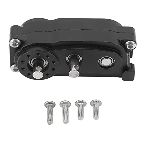 2 Speed Gearbox Transfer, CNC Machined Aluminum Alloy Transmission for 1/10 RC Crawler Climber, with Anodized Look and Fine Workmanship for SCX10 313mm Wheelbase Frame (Black) - color: Black