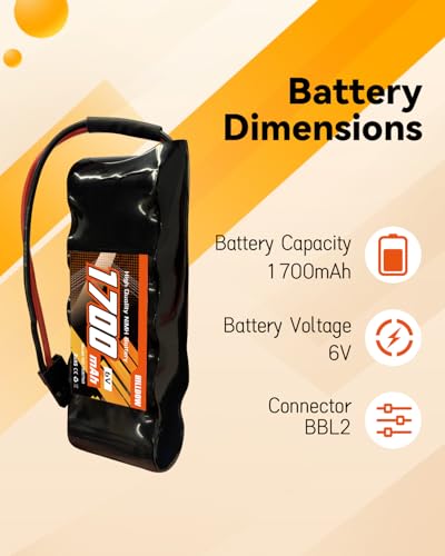 Hilldow 6V 1700mAh NiMH Receiver RX Battery with Hitec Connectors High Capacity Rechargeable Battery Pack for RC Airplanes Aircrafts - color: Straight