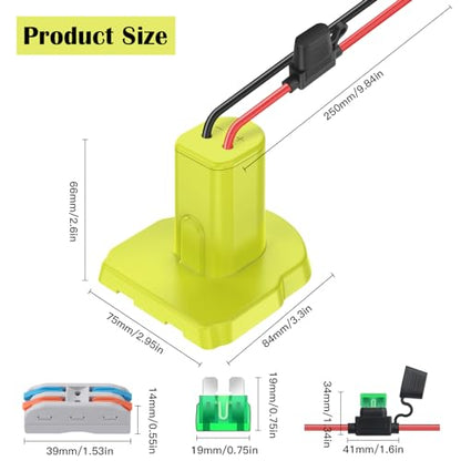 2 Pack Power Wheels Adapter for Ryobi 18V Battery, Converter Kit with Fuses & Wire Terminals & 12AWG Wire, Power Connector for DIY RC Car Toys and Ride On Truck - size: 2-Pack