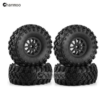2.2 RC Crawler Tires And Wheels Beadlock Rims 1/10 RC Rubber Slingers Grappler Mud Tyres OD 136mm For 1:10 Rock Crawler Car Axial SCX10 90047 D90 TF2 Tamiya CC01 Traxxas TRX4 RGT 4PCS (Black) - color: Black