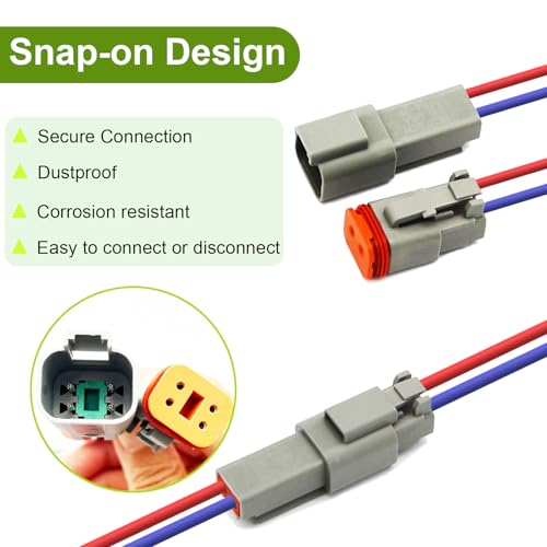 2 Pin Deutsch Connector Kit 8 Set, Automotive Waterproof DT Wire Connectors | Twippo 2 Wire Male and Female Electrical Connectors Kit with 16# Stamped Contacts and 32pcs Shrink Tubing Kit for 22-16AWG - size: 22-16AWG 8Set DT