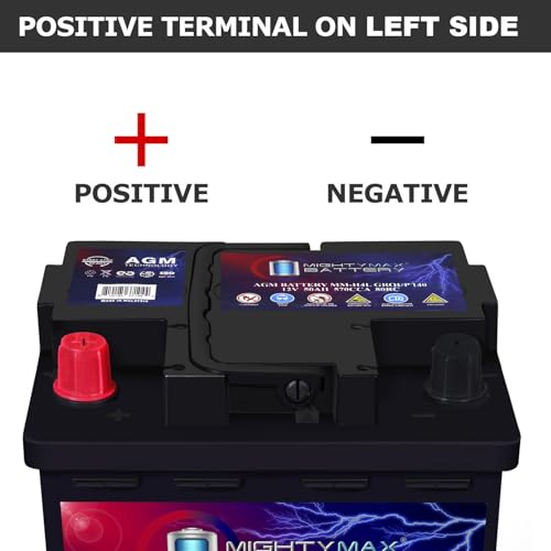 Mighty Max Battery MM-H4L Start and Stop Car BCI Group Size 140 Positive Terminal on Left Side [+ -] 12V 50 AH, 80RC, 570 CCA Rechargeable AGM Car Battery - style: Group 140