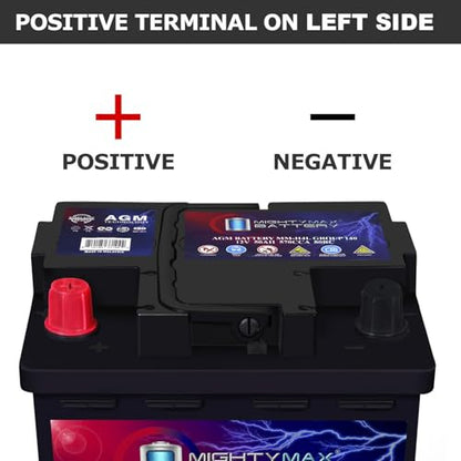 Mighty Max Battery MM-H4L Start and Stop Car BCI Group Size 140 Positive Terminal on Left Side [+ -] 12V 50 AH, 80RC, 570 CCA Rechargeable AGM Car Battery - style: Group 140