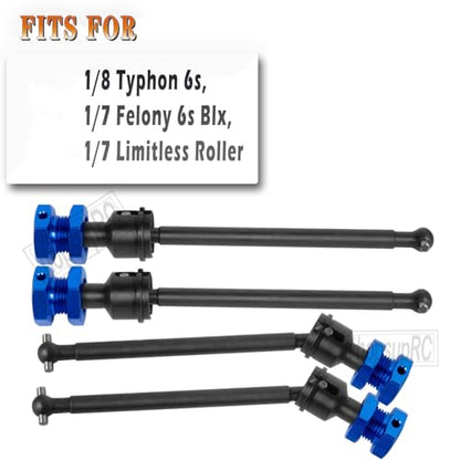 RC Drive Shaft CVD Upgrades Part for 1/8 Typhon 6s,1/7 Felony Limitless Roller Infraction 6s Blx,45# Steel Driveshaft Front Rear Axles & Aluminum Wheel Hex Hub Nuts,Navy Blue - color: Navy Blue/Arrma 1/7 1/8