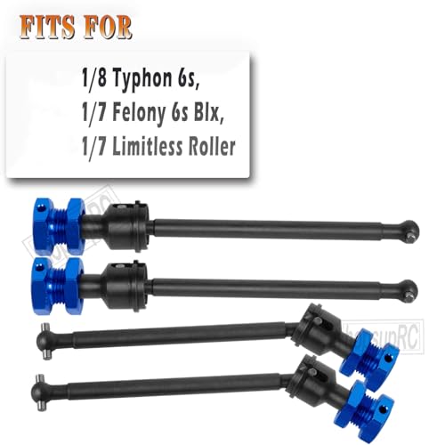 RC Drive Shaft CVD Upgrades Part for 1/8 Typhon 6s,1/7 Felony Limitless Roller Infraction 6s Blx,45# Steel Driveshaft Front Rear Axles & Aluminum Wheel Hex Hub Nuts,Navy Blue - color: Navy Blue/Arrma 1/7 1/8